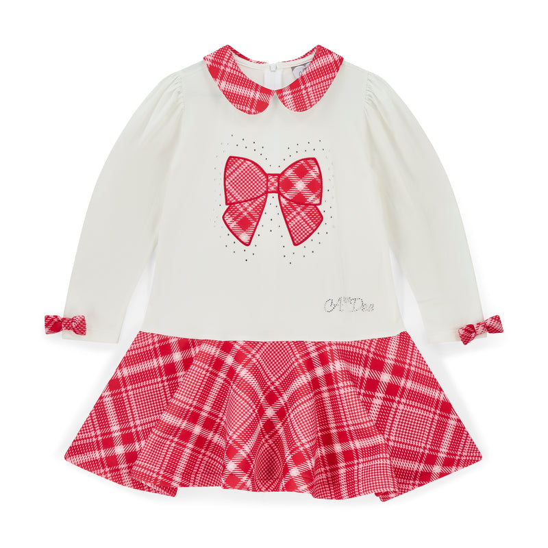 Lottie Check Bow Dress - Snow White