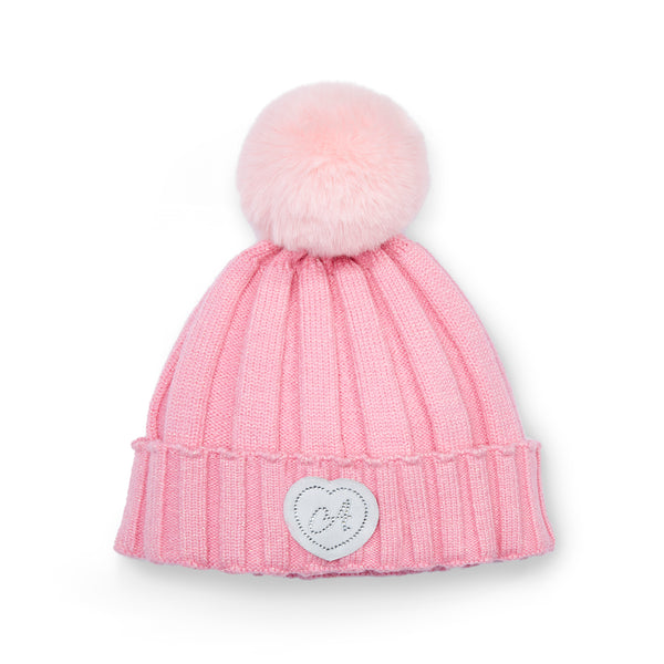 Mallory Pom Pom Knit Hat - Peony Pink