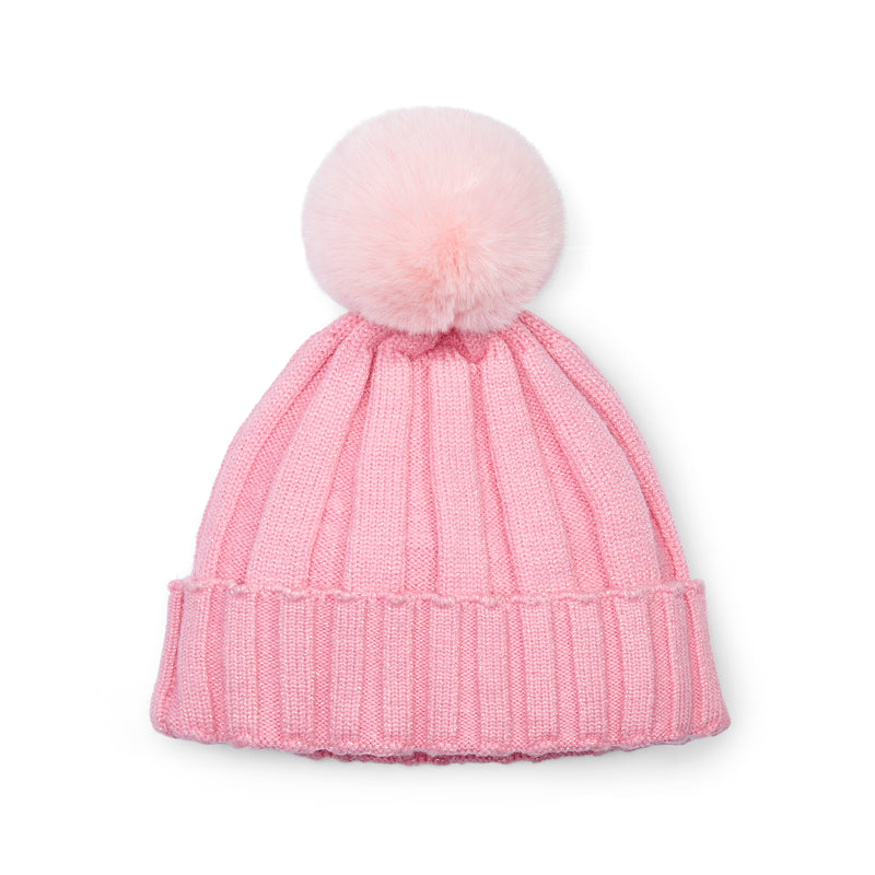 Mallory Pom Pom Knit Hat - Peony Pink