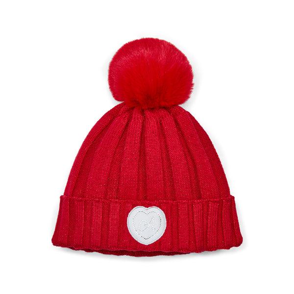Mallory Pom Pom Knit Hat - Vibrant Red