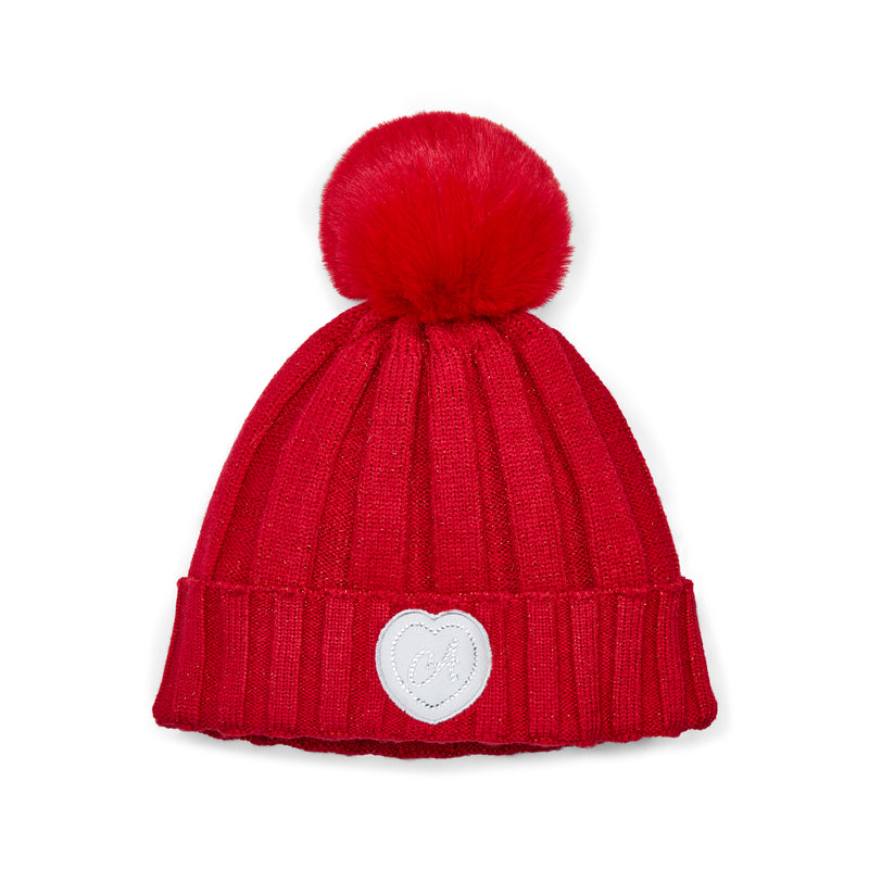 Mallory Pom Pom Knit Hat - Vibrant Red