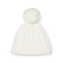 Mallory Pom Pom Knit Hat - Snow White