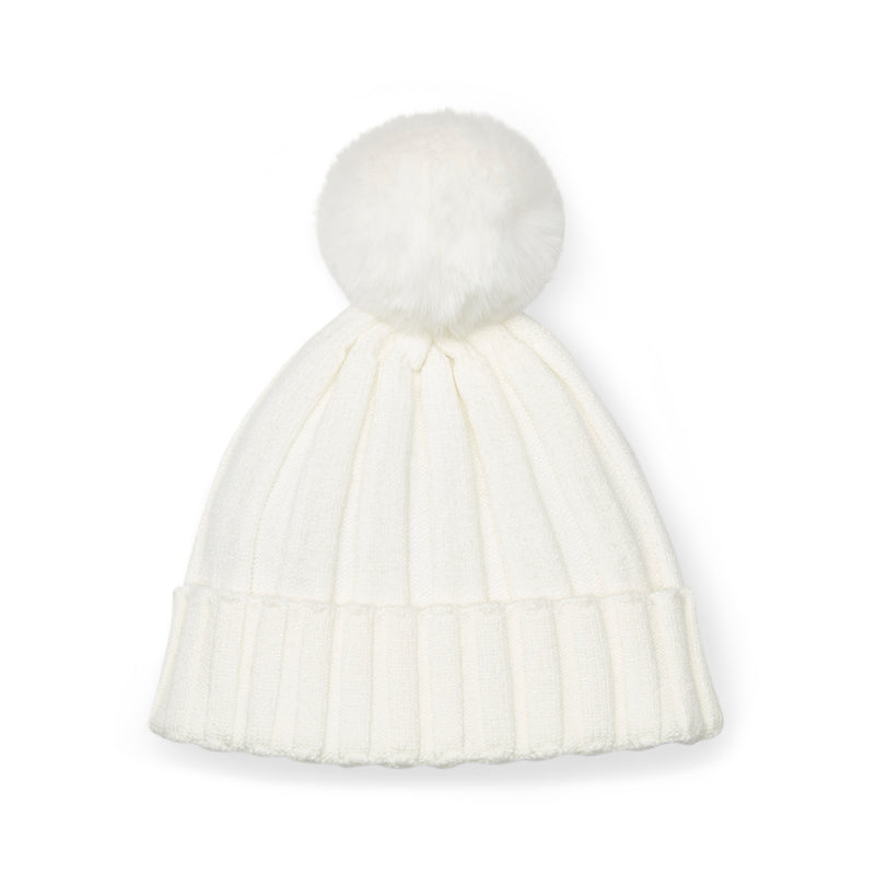 Mallory Pom Pom Knit Hat - Snow White