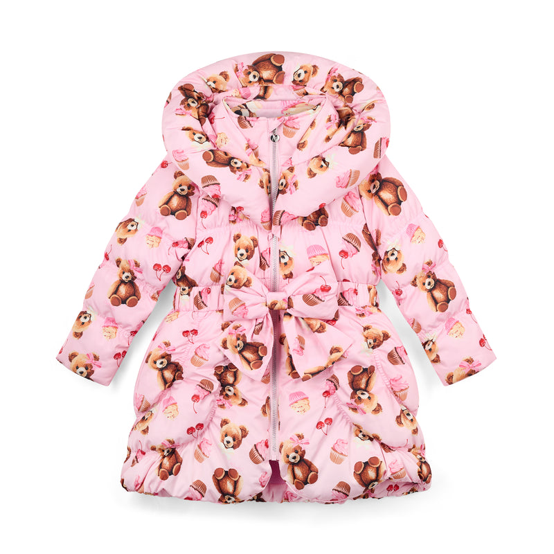 Lauren Bear Print Bow Jacket - Pink Fairy