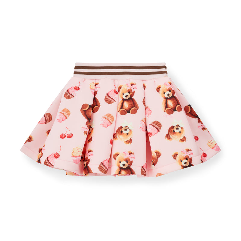 Mabel Bear Print Skirt Set - Snow White