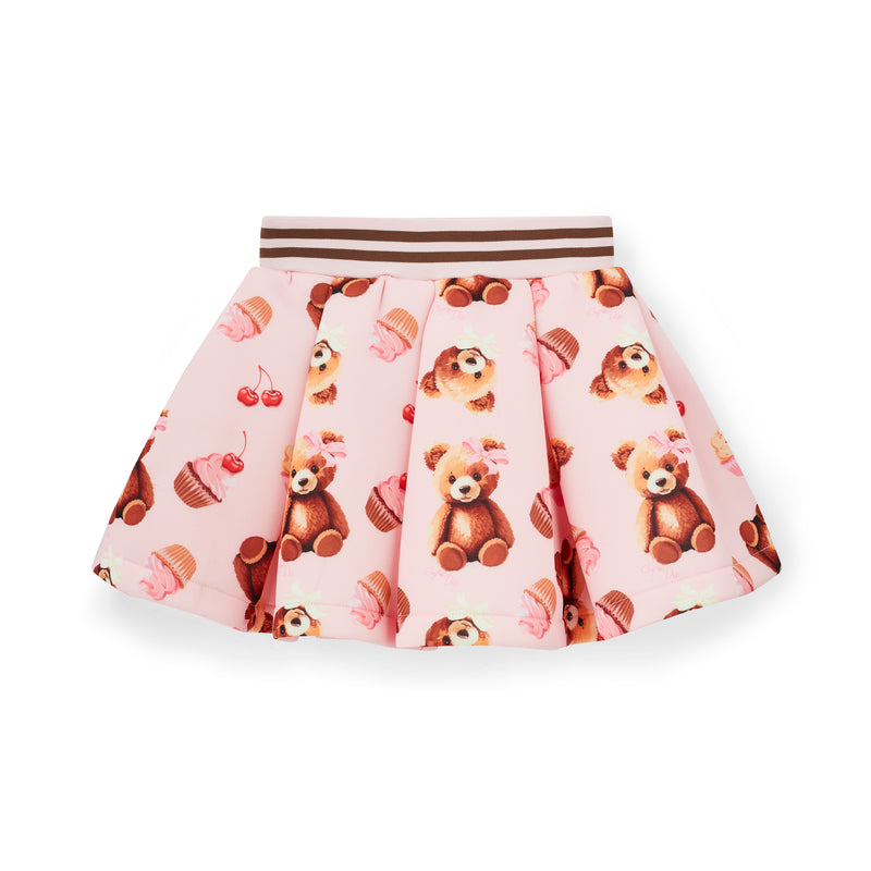 Mabel Bear Print Skirt Set - Snow White