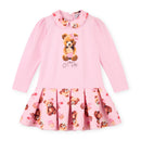 Meadow Bear Print Mix Dress - Pink Fairy