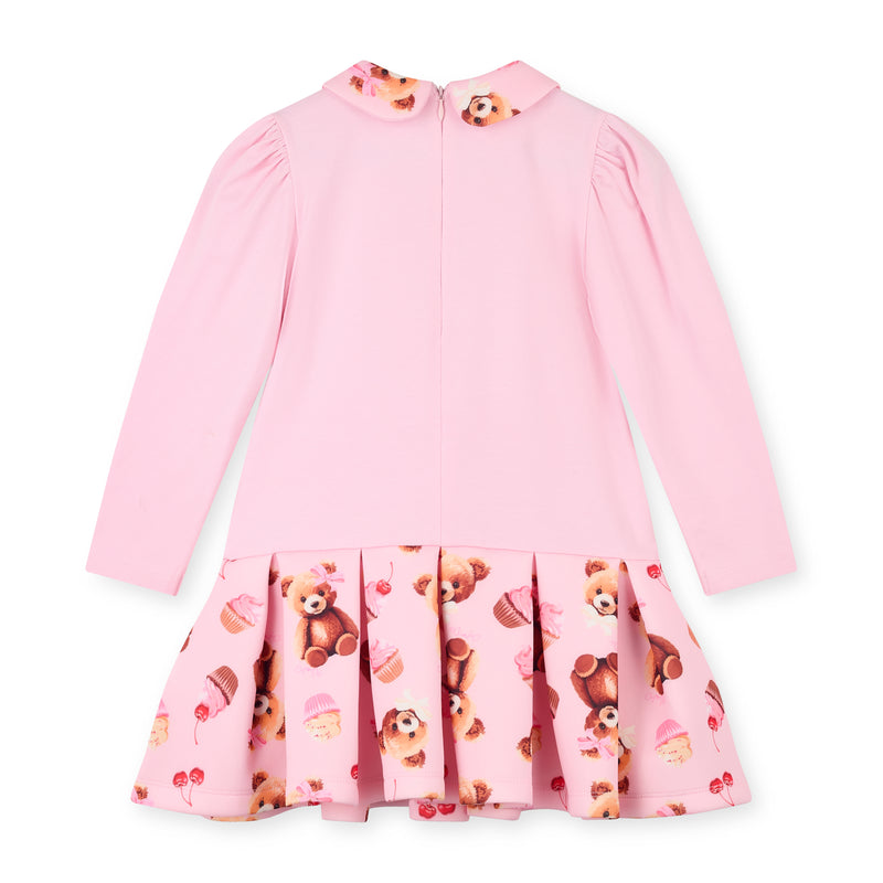 Meadow Bear Print Mix Dress - Pink Fairy