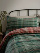 Bennet Check Brushed Cotton Duvet Cover Set - Green
