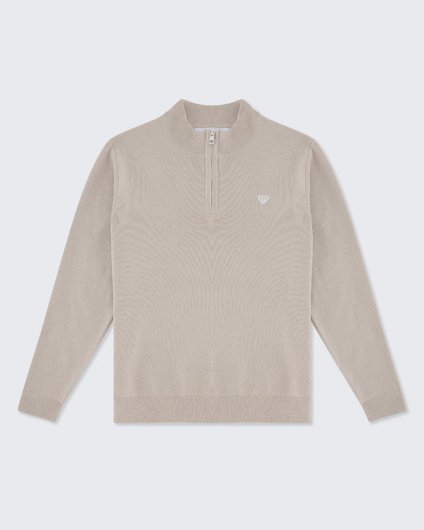 1/4 Zip Jumper - Grey Oat