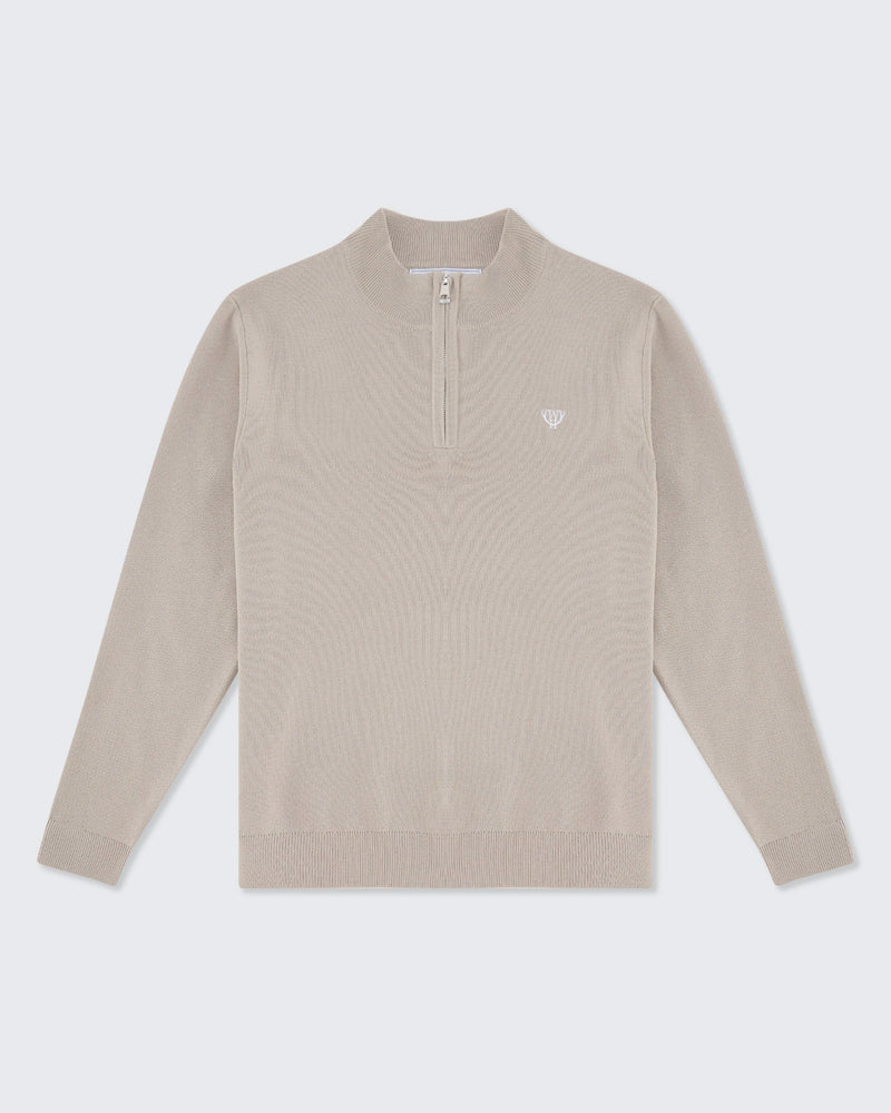1/4 Zip Jumper - Grey Oat