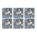 Strawberry Thief Set of 6 Coasters - Blue