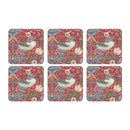 Strawberry Thief Set of 6 Coasters - Red