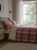 Bennet Check Brushed Cotton Duvet Cover Set - Red