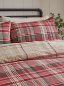 Bennet Check Brushed Cotton Duvet Cover Set - Red