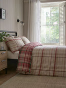 Bennet Check Brushed Cotton Duvet Cover Set - Red