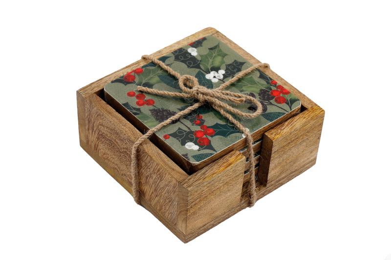 Set of 4 Red Berry Coasters