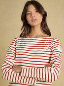 Harbour Stripe Long Sleeve Tee - Creme & Burnt Orange