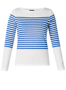 Renate Boat Neck Jumper - Off White/cobalt