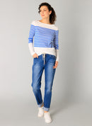 Renate Boat Neck Jumper - Off White/cobalt