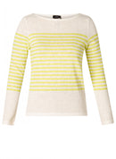 Boat Neck Jumper - Off White/citric Green