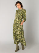 Goverdine Essential Print Dress - Dark Olive/beige