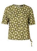 Gul Essential Print Blouse - Dark Olive/beige