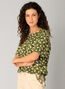 Gul Essential Print Blouse - Dark Olive/beige