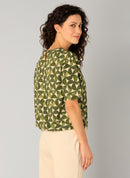 Gul Essential Print Blouse - Dark Olive/beige