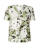 Reya Animal Print V Neck T-Shirt - Natural/multi