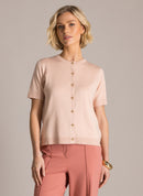 Kassy Short Sleeve Button Cardigan - Rose Clay