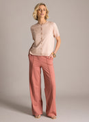 Kassy Short Sleeve Button Cardigan - Rose Clay