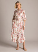 Krista Shirt Collar Print Dress - Natural/multi