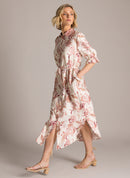 Krista Shirt Collar Print Dress - Natural/multi