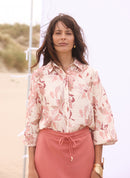 Karlaine Balloon Sleeve Print Shirt - Natural/multi