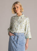 Karina All Over Print Shirt - Pastel Green/multi