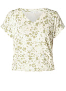 Gieltje Essential V Neck Print Tee - Pastel Green/multi