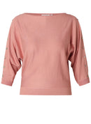 RainaEssential Button Sleeve Jumper - Dark Terra