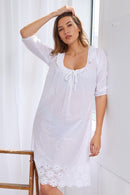 3/4 Sleeve Nightdress - White