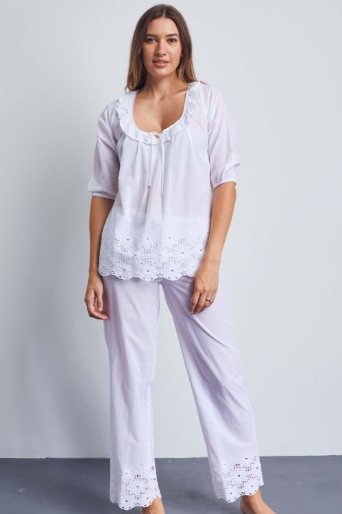3/4 Sleeve Pyjama - White