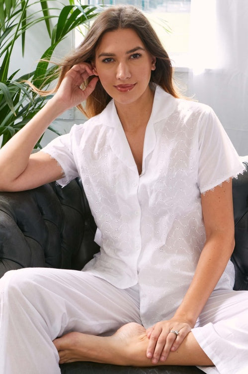 Button Up Pyjama - White
