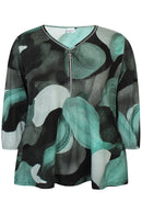 Zip Detail Print Top - Green