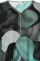 Zip Detail Print Top - Green
