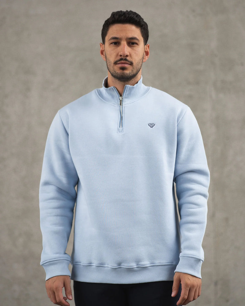 Zach 1/4 Zip Sweatshirt - Powder Blue