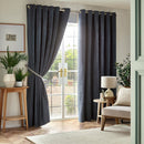 Chenille Blackout Eyelet Curtain - Grey