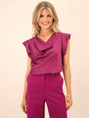 Suzy Cowl Neck Top - Magenta