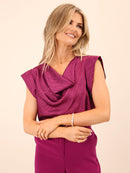 Suzy Cowl Neck Top - Magenta