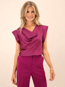 Suzy Cowl Neck Top - Magenta