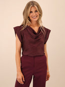 Suzy Cowl Neck Top - Mulberry