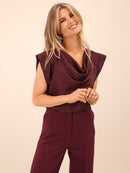 Suzy Cowl Neck Top - Mulberry